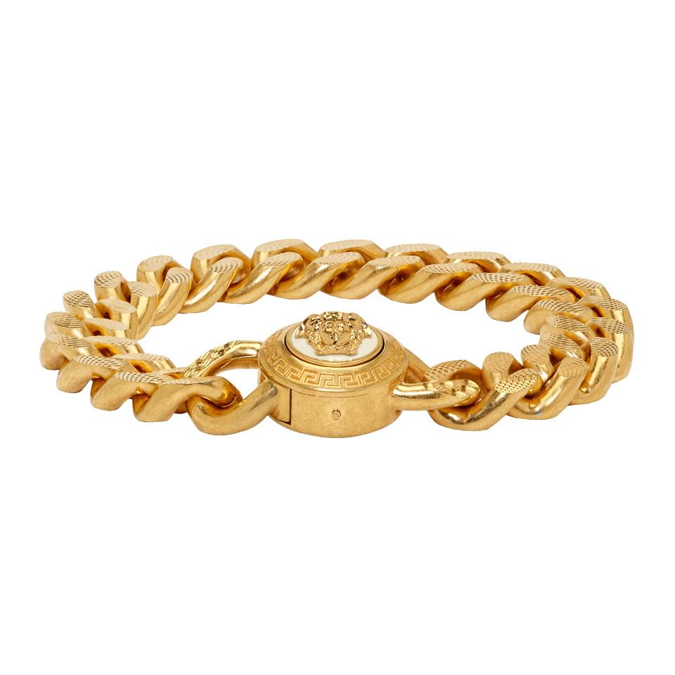 Lyst - Versace Gold Resin Medusa Chain Bracelet in Metallic for Men