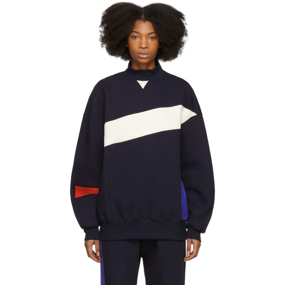 Download Lyst - Ader Error Navy Colorblock Mock Neck Sweatshirt in Blue