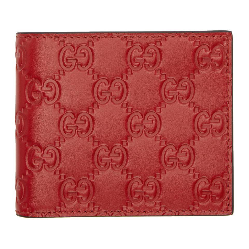 Gucci Red Signature Wallet in Red for Men - Lyst