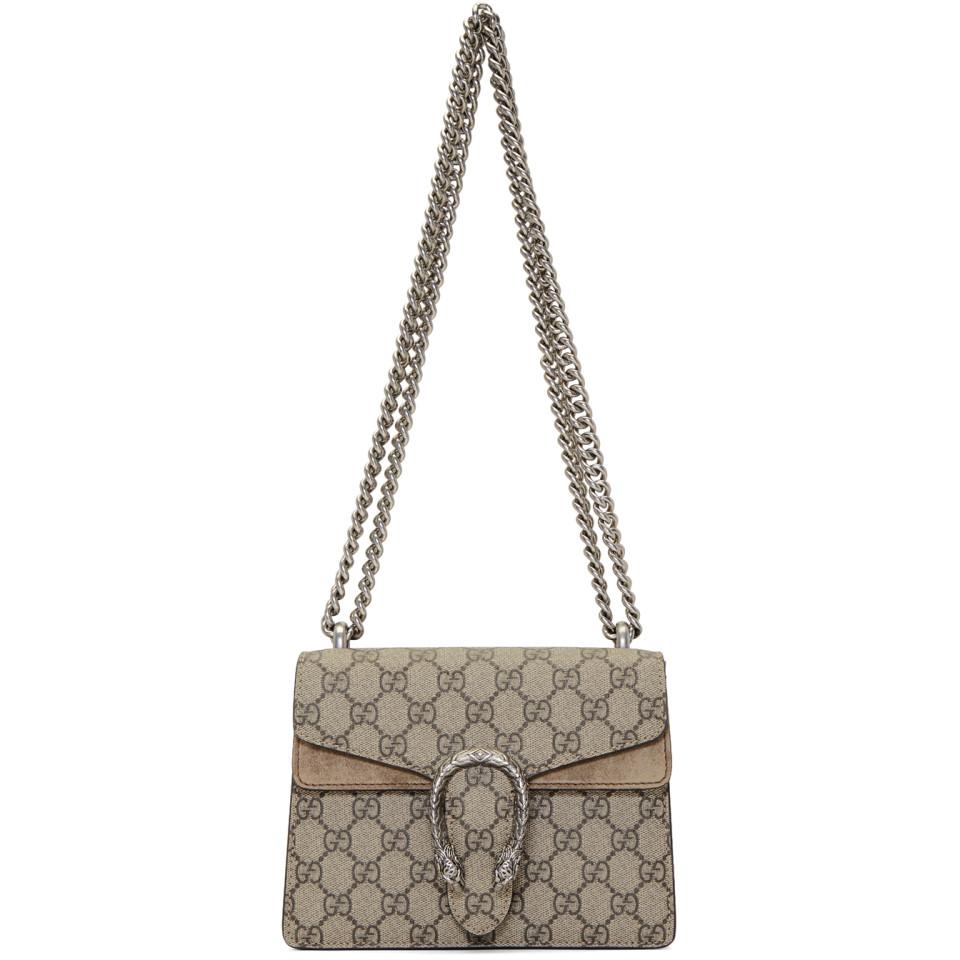 Lyst - Gucci Beige Mini GG Supreme Dionysus Bag in Natural