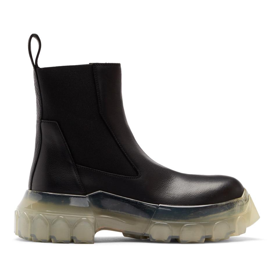 Rick Owens Black And Transparent Bozo Tractor Beetle Boots in Black - Lyst