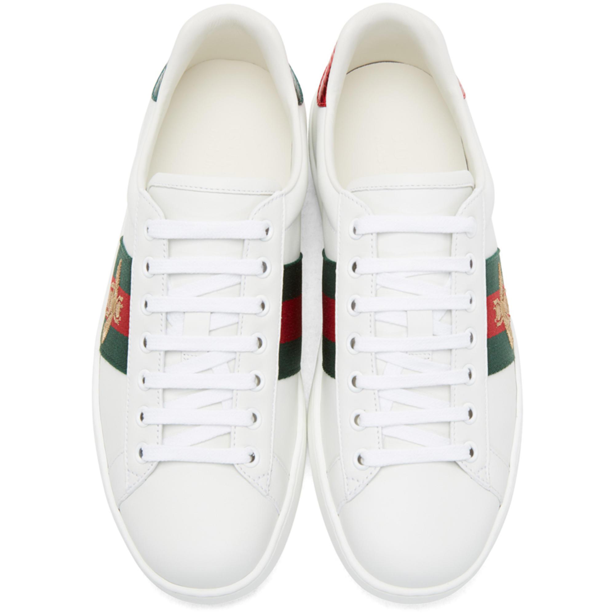 Lyst - Gucci White Bee Ace Sneakers in White for Men