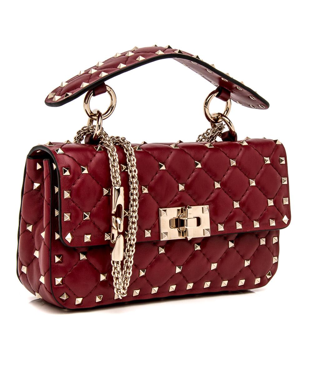 Lyst Valentino Rubino Rockstud Spike Chain Bag In Red Gallery Women S Valentino Rockstud Bags