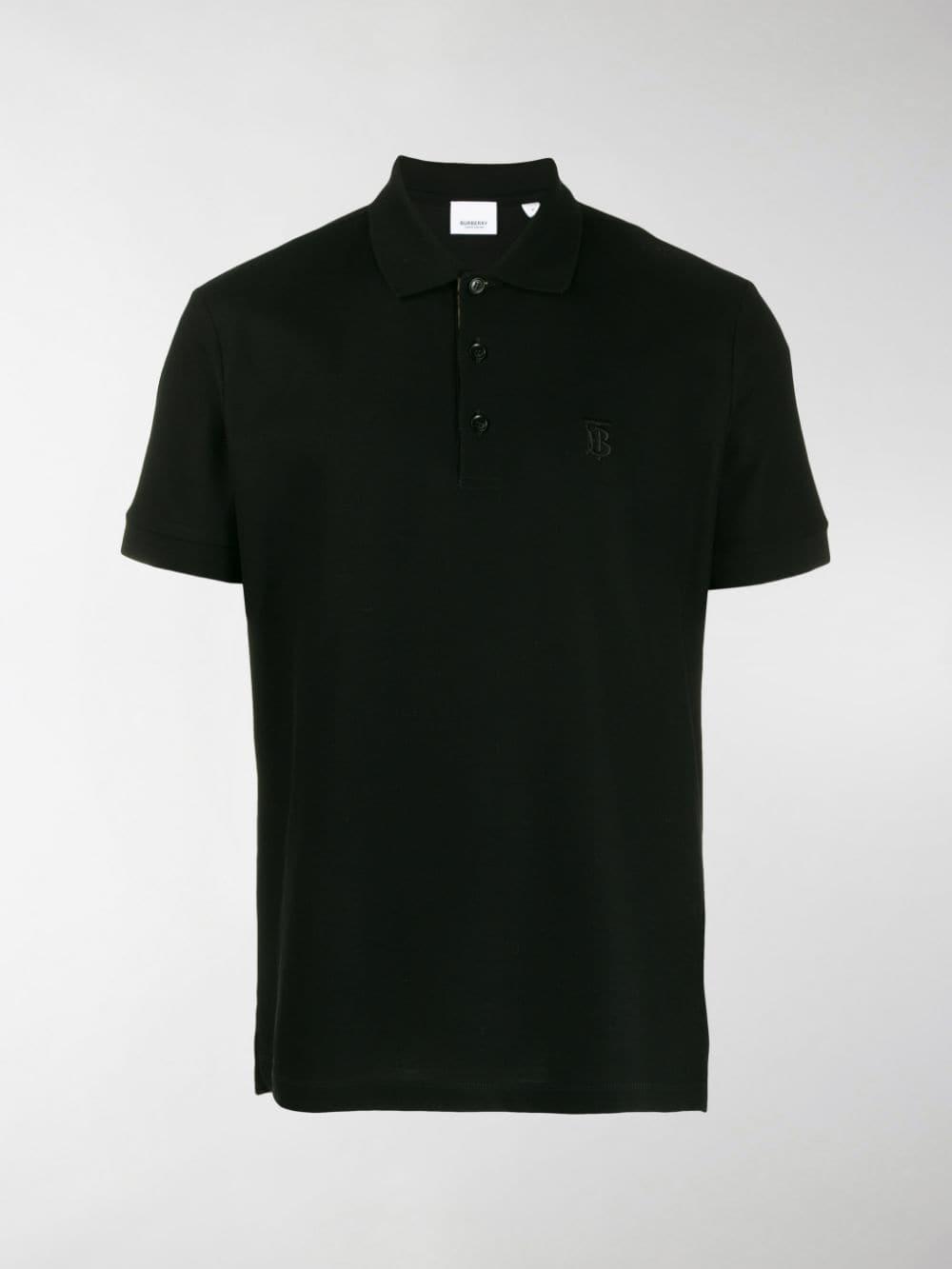 Burberry Monogram Motif Cotton Piqué Polo Shirt in Black for Men - Lyst