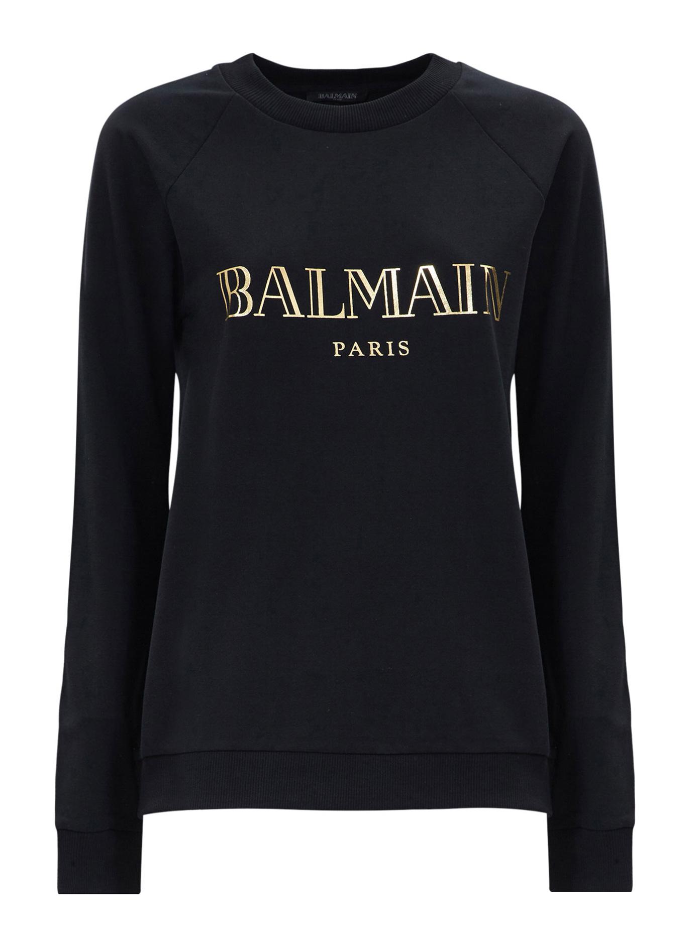 Lyst - Balmain Logo Cotton Sweatshirt in Black