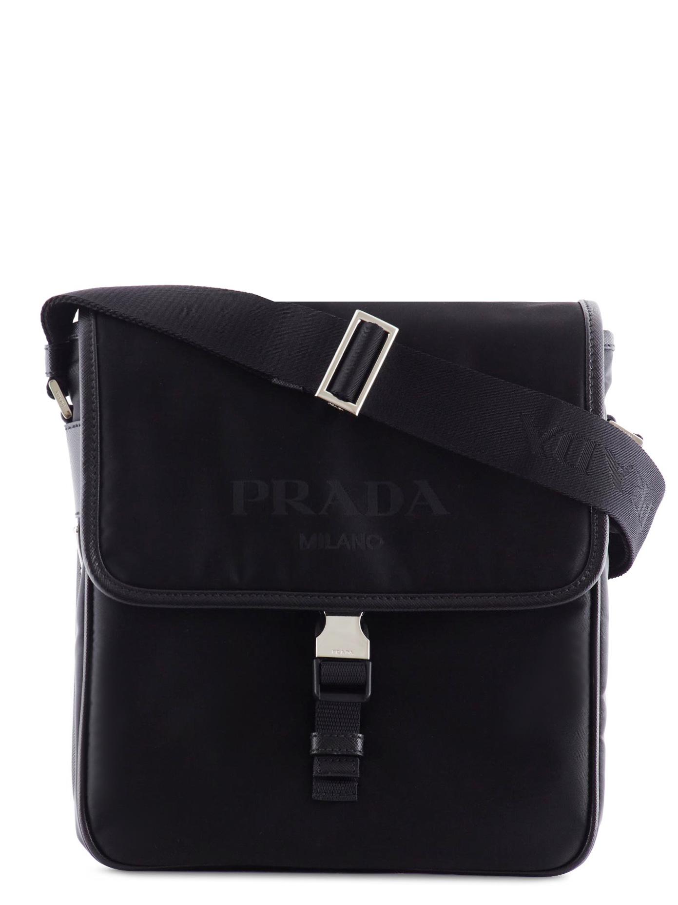 Prada Logo Nylon Crossbody Bag in Black for Men - Lyst