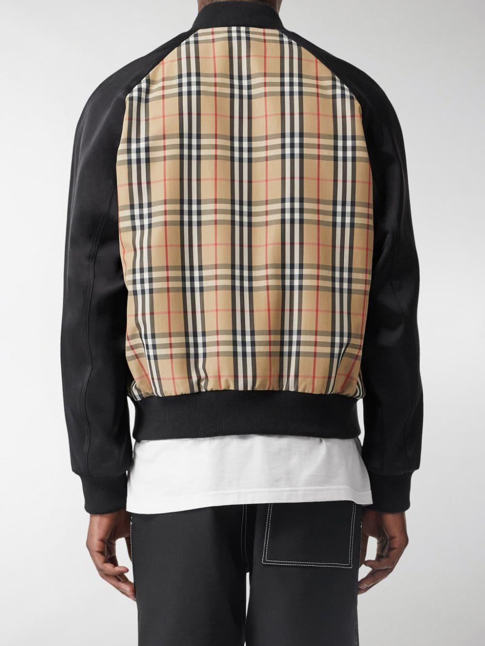 Burberry Monogram Motif Vintage Check Nylon Bomber Jacket in Yellow for ...