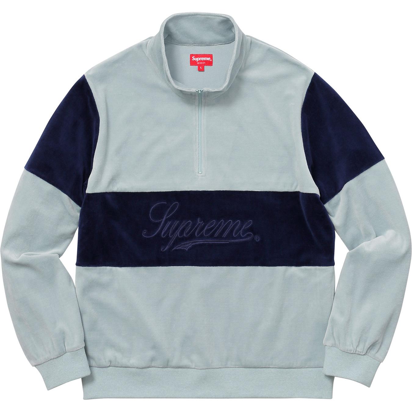 supreme lacoste puffy half zip pullover light blue