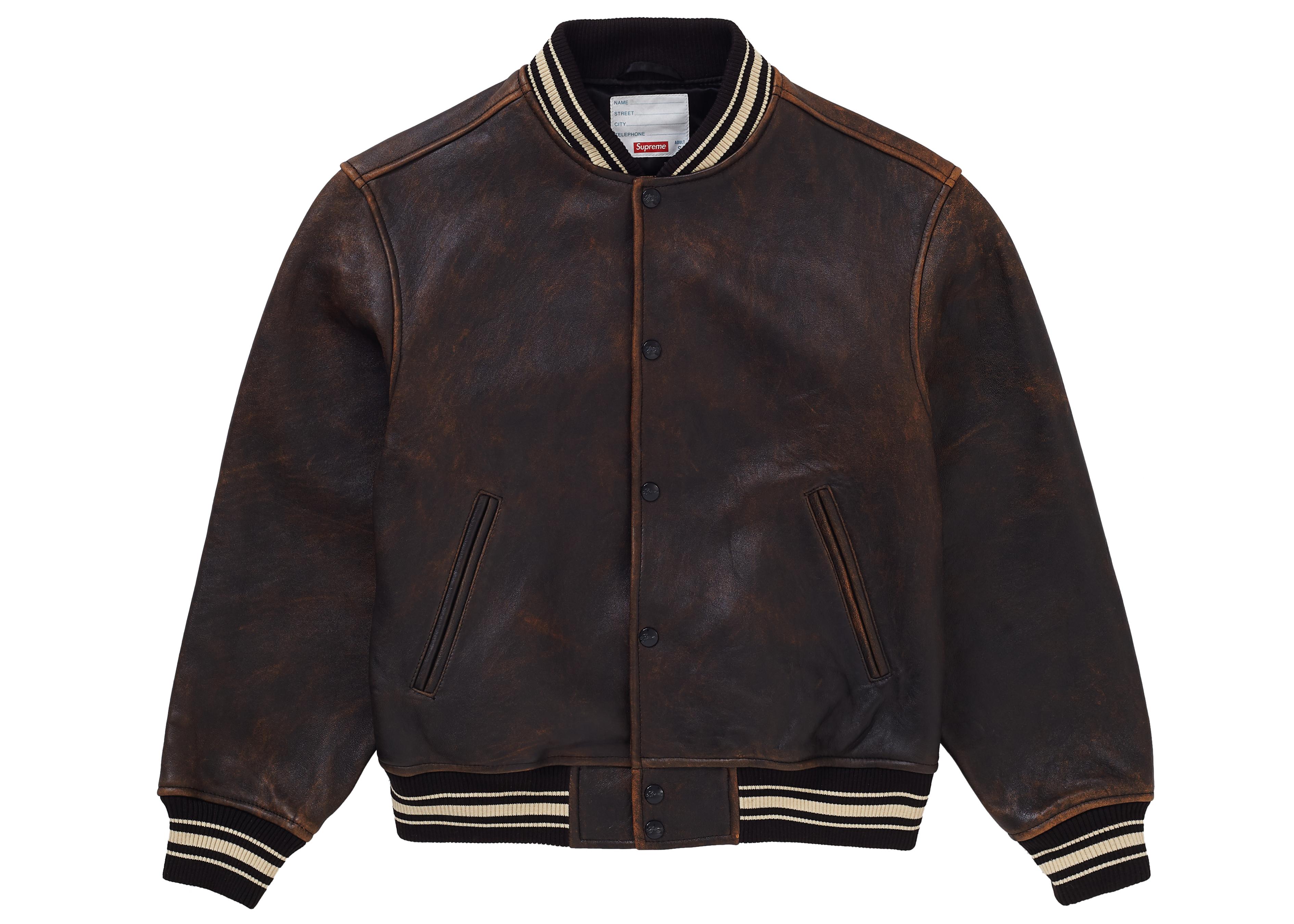 Supreme Worn Leather Varsity Jacket Black In For Men Lyst Supreme Worn Leather Varsity Jacket Black For Men Lyst View Fullscreen