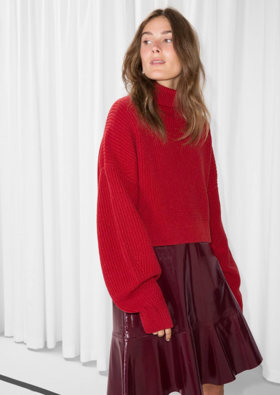 & other stories Knit Turtleneck Sweater in Red | Lyst