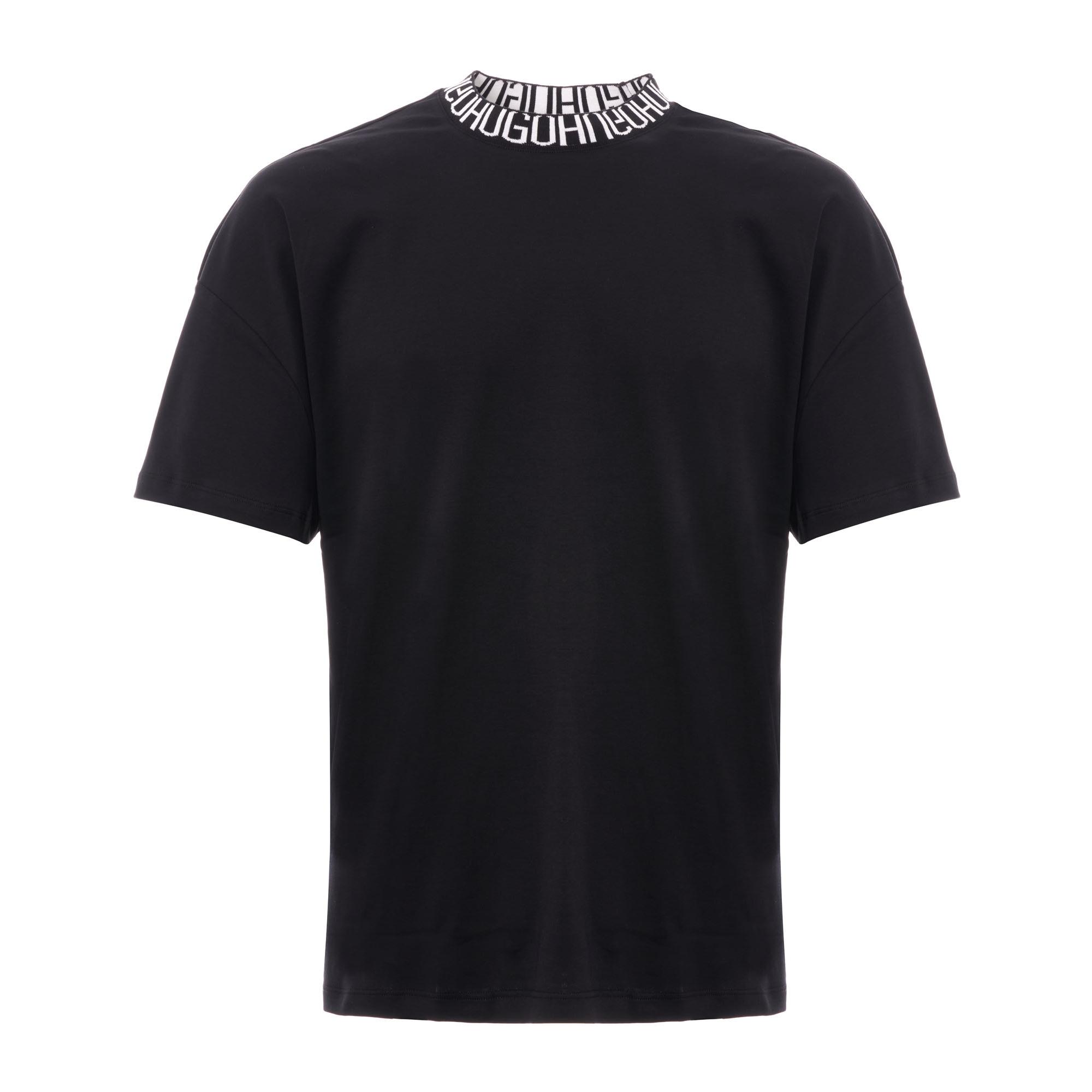 Lyst - HUGO Reverse-logo Neck Dougy T-shirt - Black in Black for Men