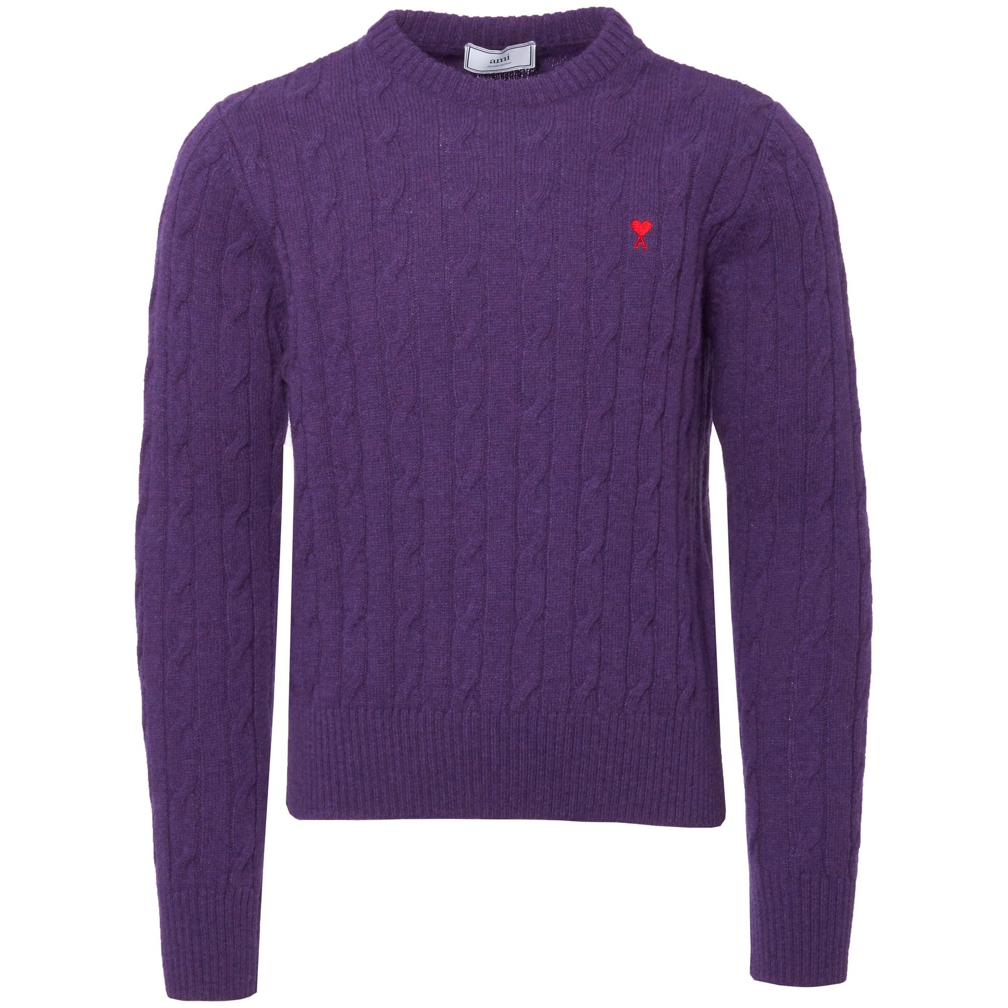 Ami Purple Cable-knit Sweater in Purple for Men - Save 27% | Lyst