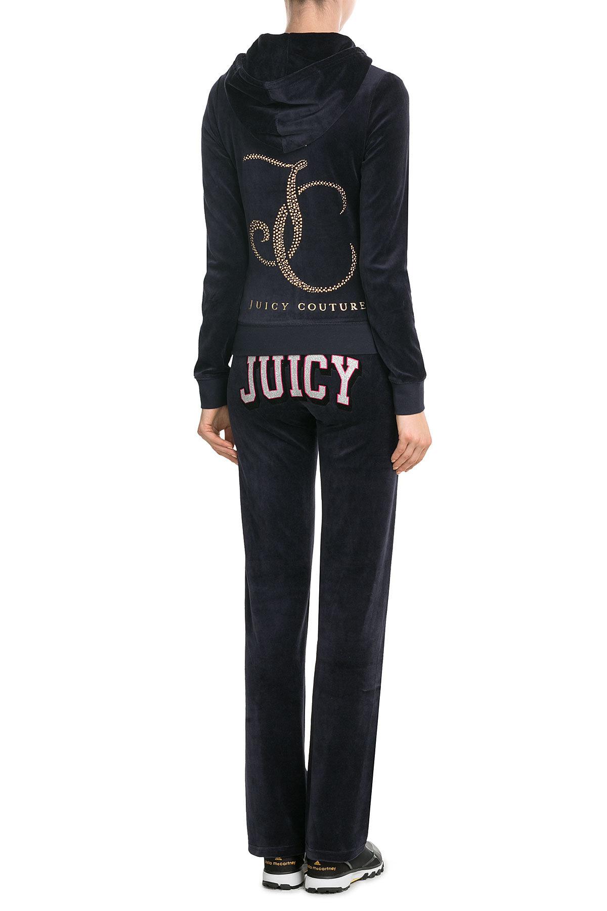 Lyst - Juicy Couture Embellished Velour Hoodie in Blue