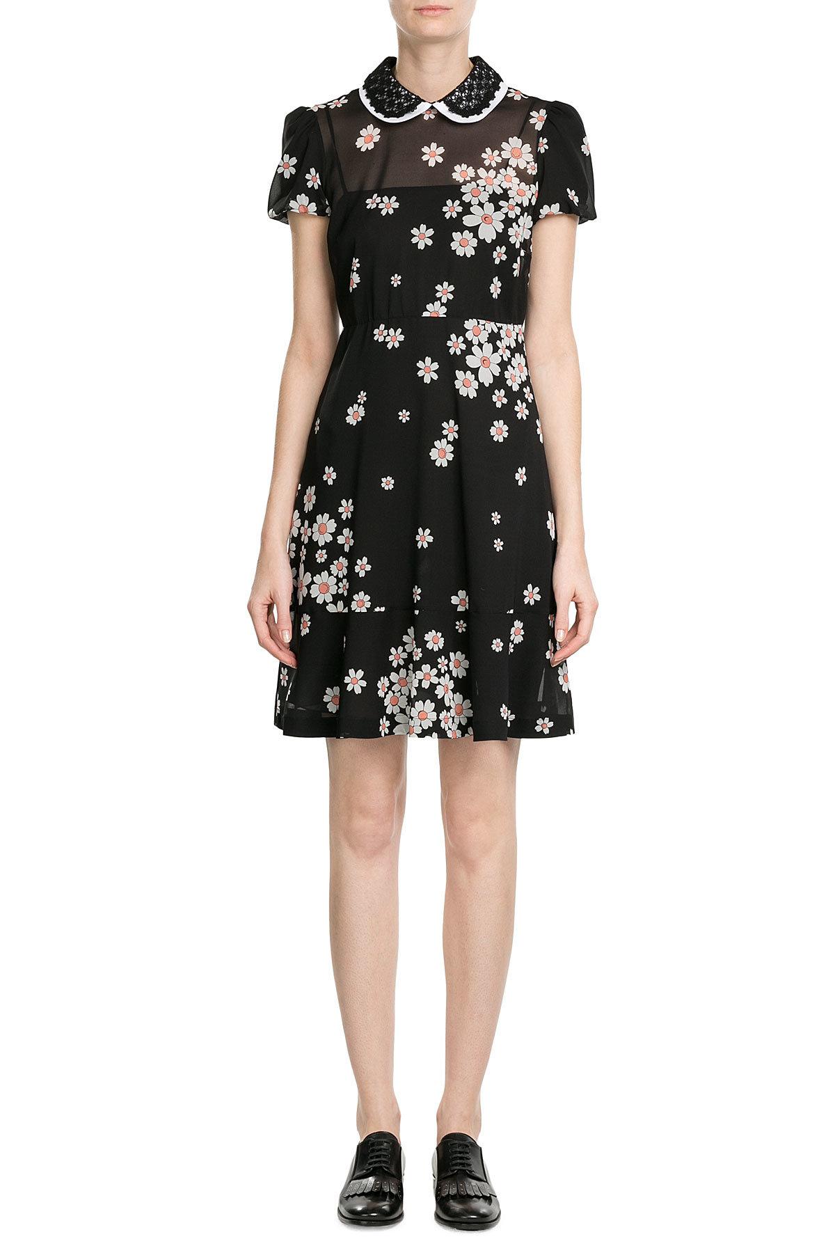 Red valentino Floral Print Dress in Black - Save 48% | Lyst