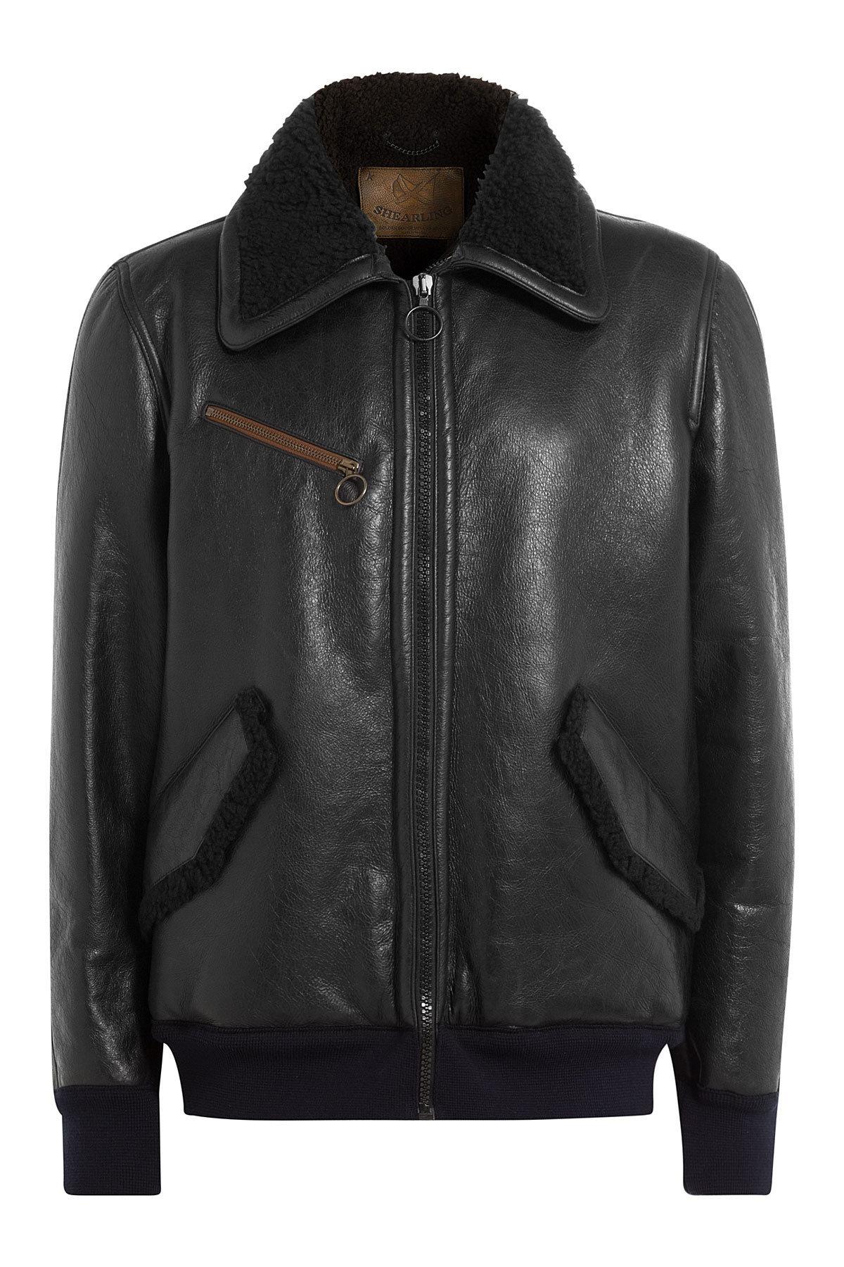 Golden Goose Deluxe Brand Leather Jacket With Shearling Trims in Black ...