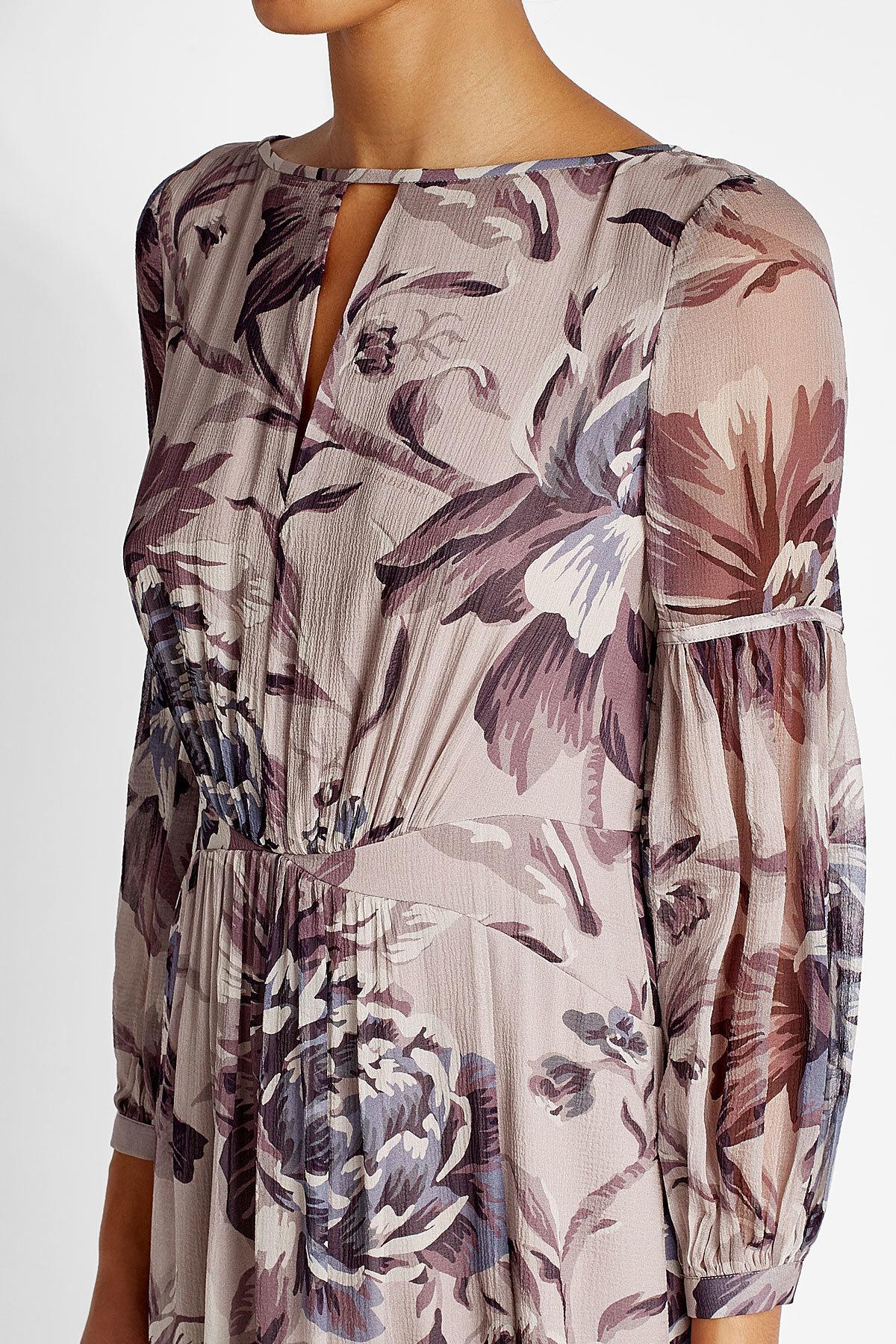 Burberry Printed Silk Dress | Lyst