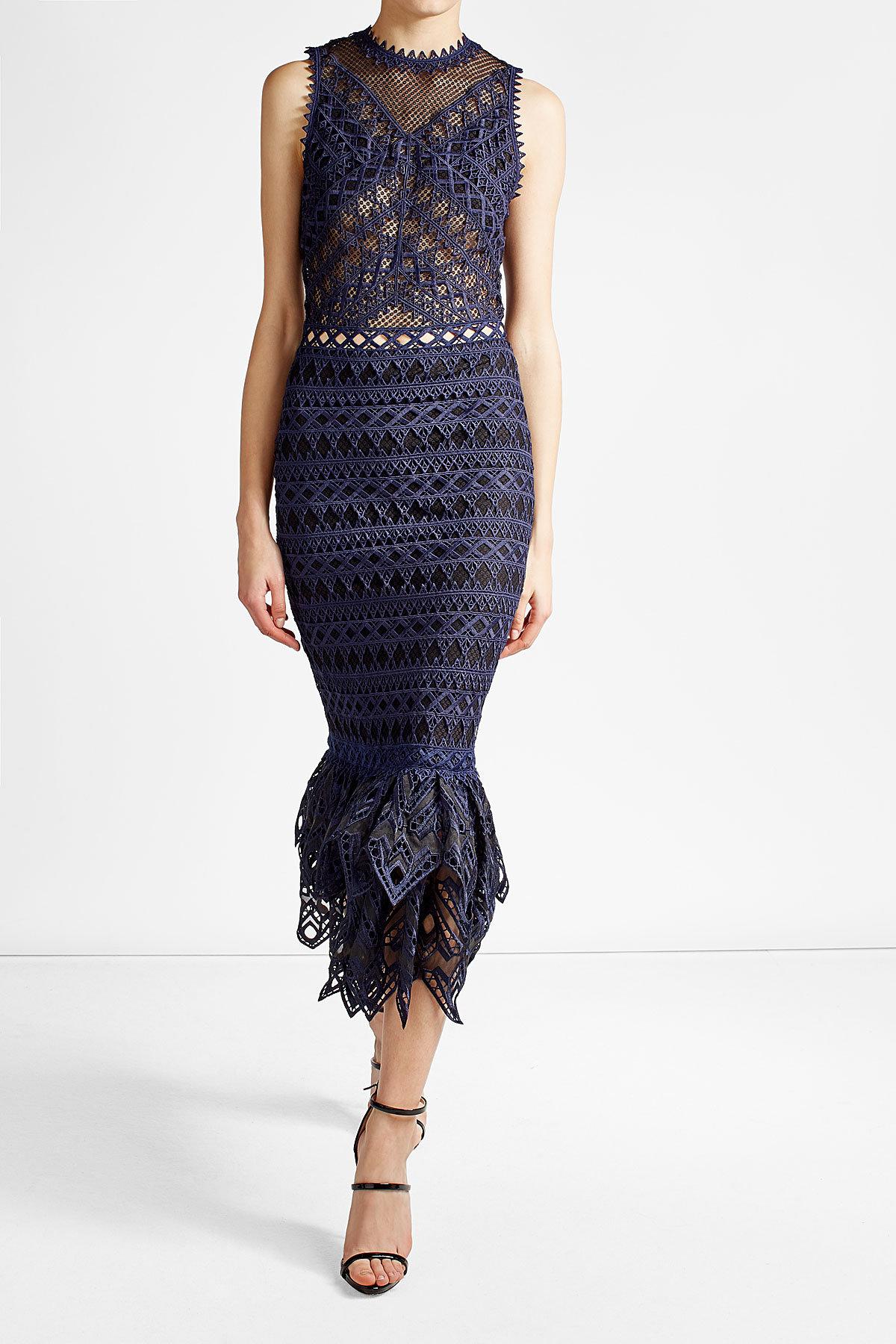 Lyst - Jonathan Simkhai Lace Midi Dress in Blue