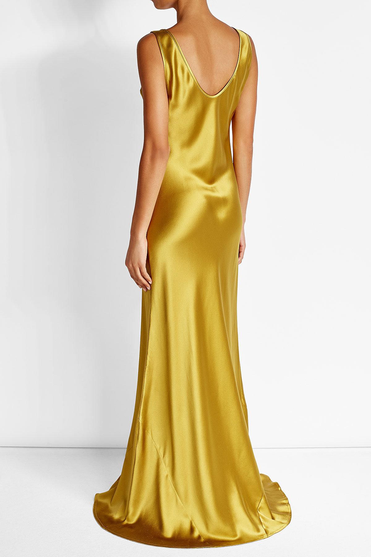 Lyst Galvan Silk Dress In Yellow