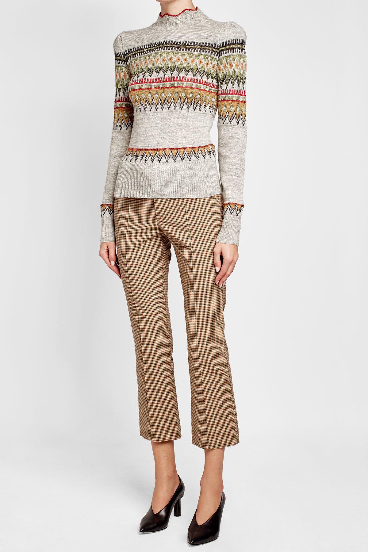 Étoile Isabel Marant Printed Wool Pullover With Metallic Thread - Lyst
