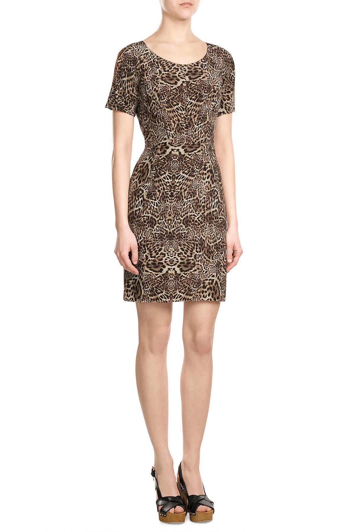 Lyst - The Kooples Silk Leopard Print Dress in Brown