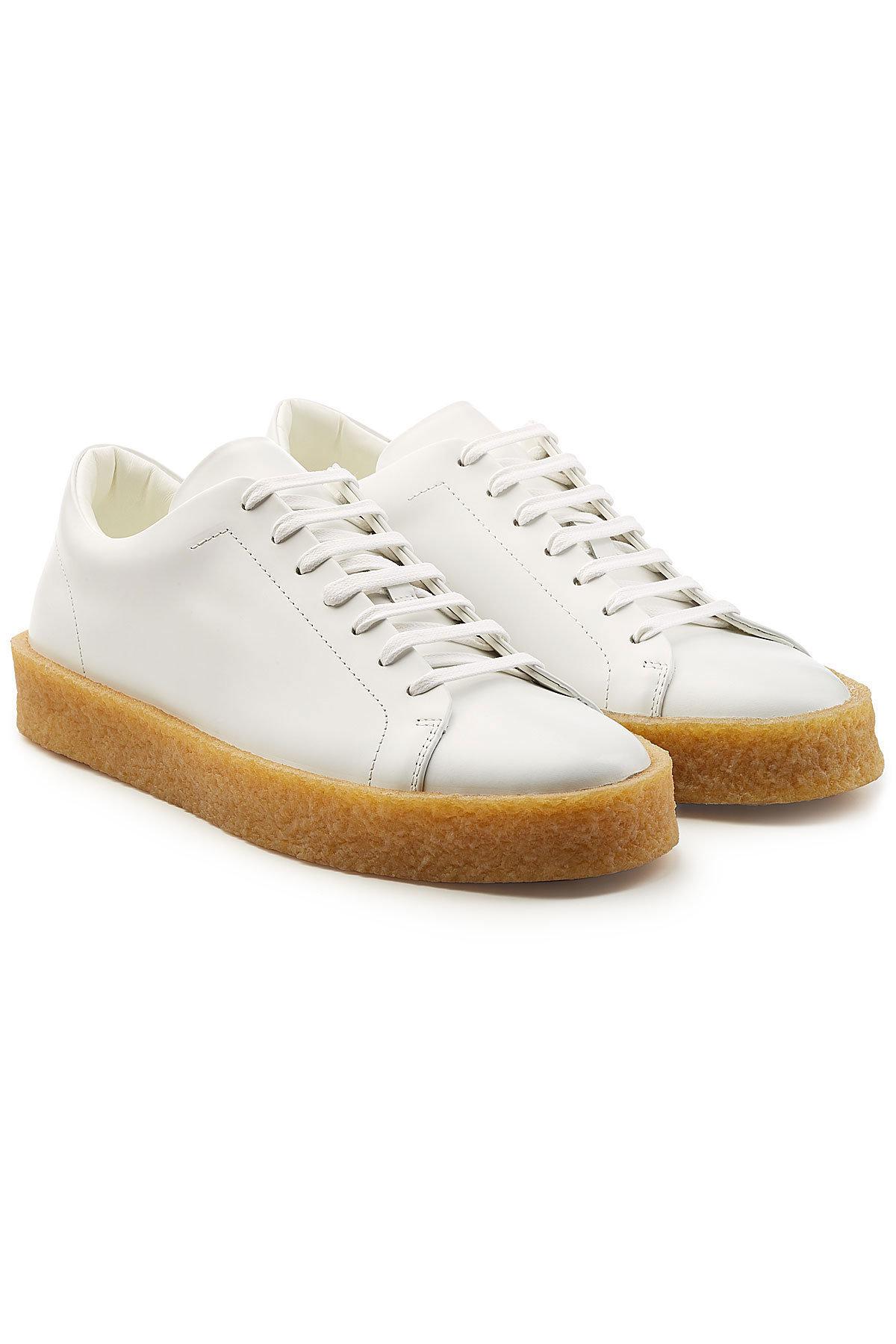 Lyst - Jil Sander Leather Sneakers in White for Men