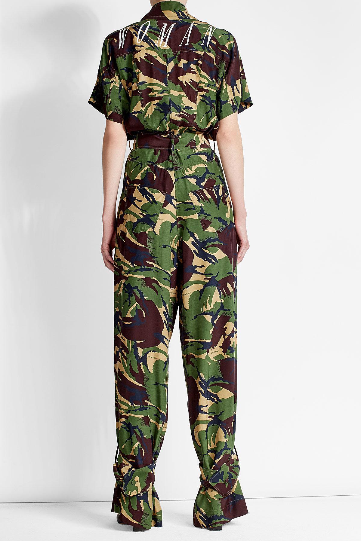 Lyst - Off-White C/O Virgil Abloh Camouflage Silk Jumpsuit in Green