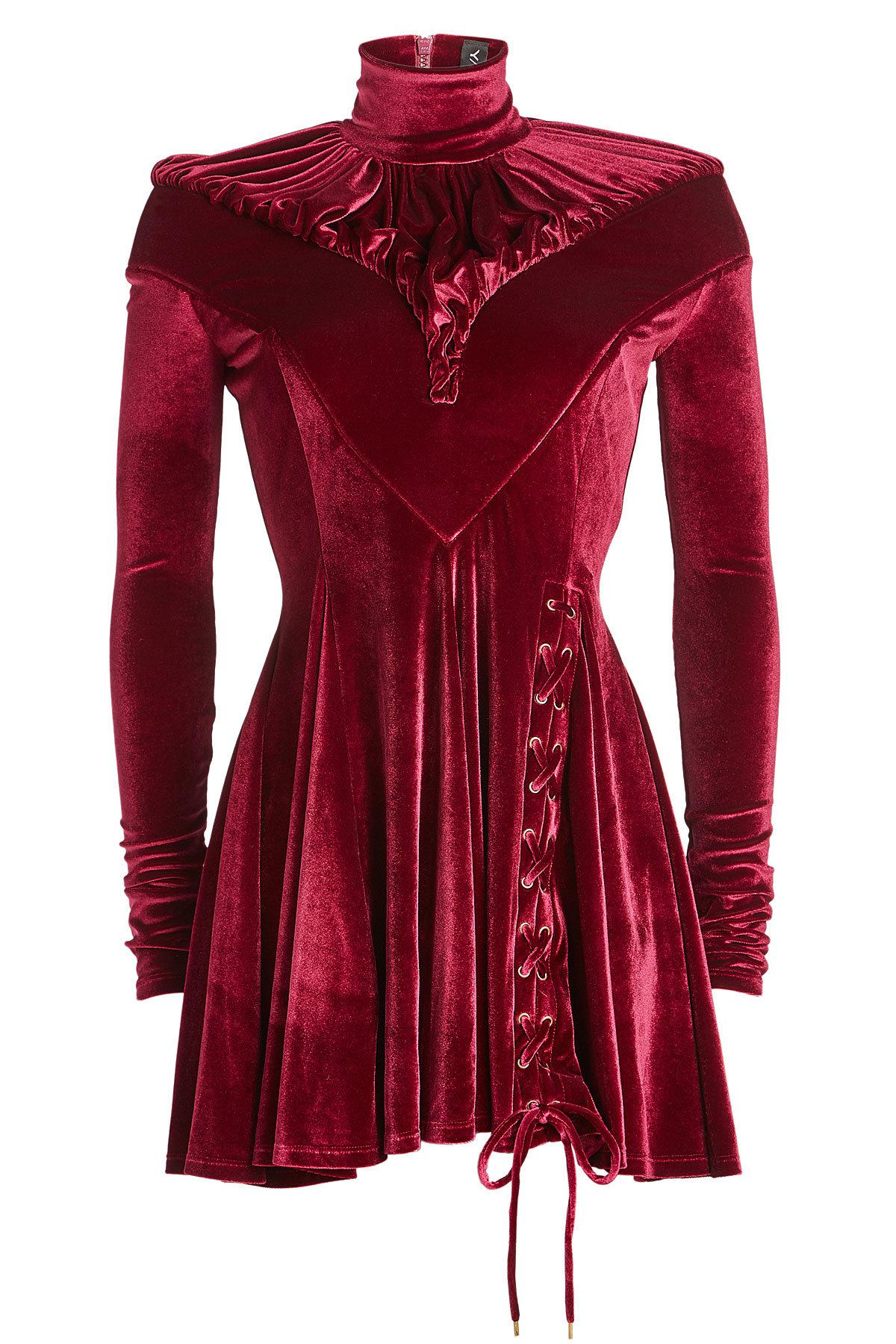 y project  Velvet Dress With Lace up Detail