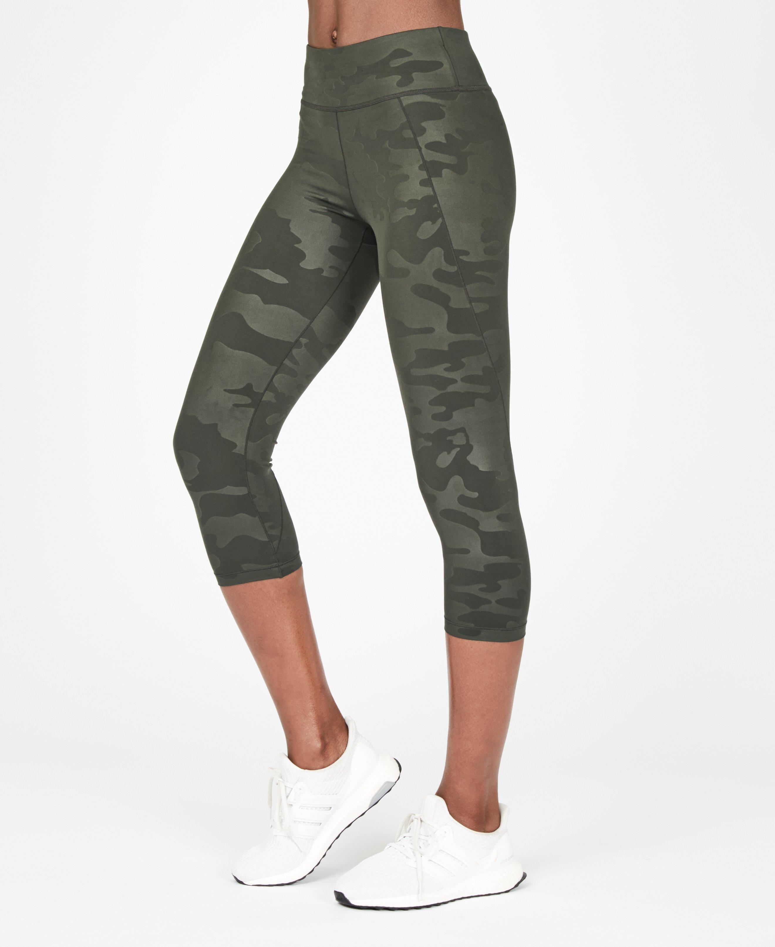 Sweaty Betty Contour Embossed Cropped Workout Leggings in Dark Forest ...