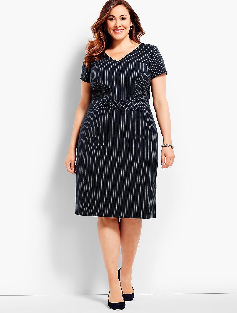 Lyst - Talbots Woman Exclusive Bryton Pinstripe Sheath Dress in Black