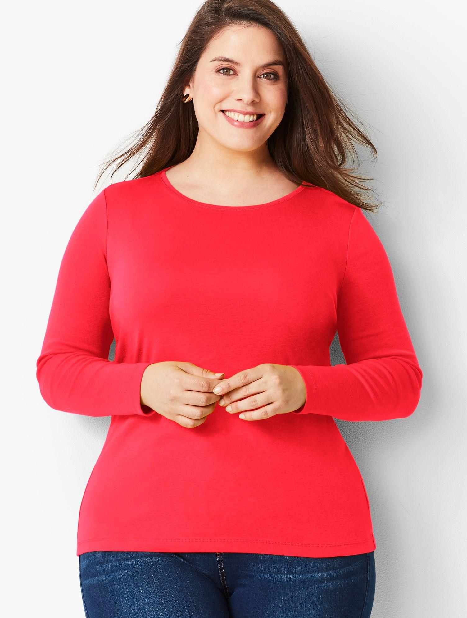 Lyst - Talbots Long-sleeve Crewneck Tee-solid in Red - Save 62%