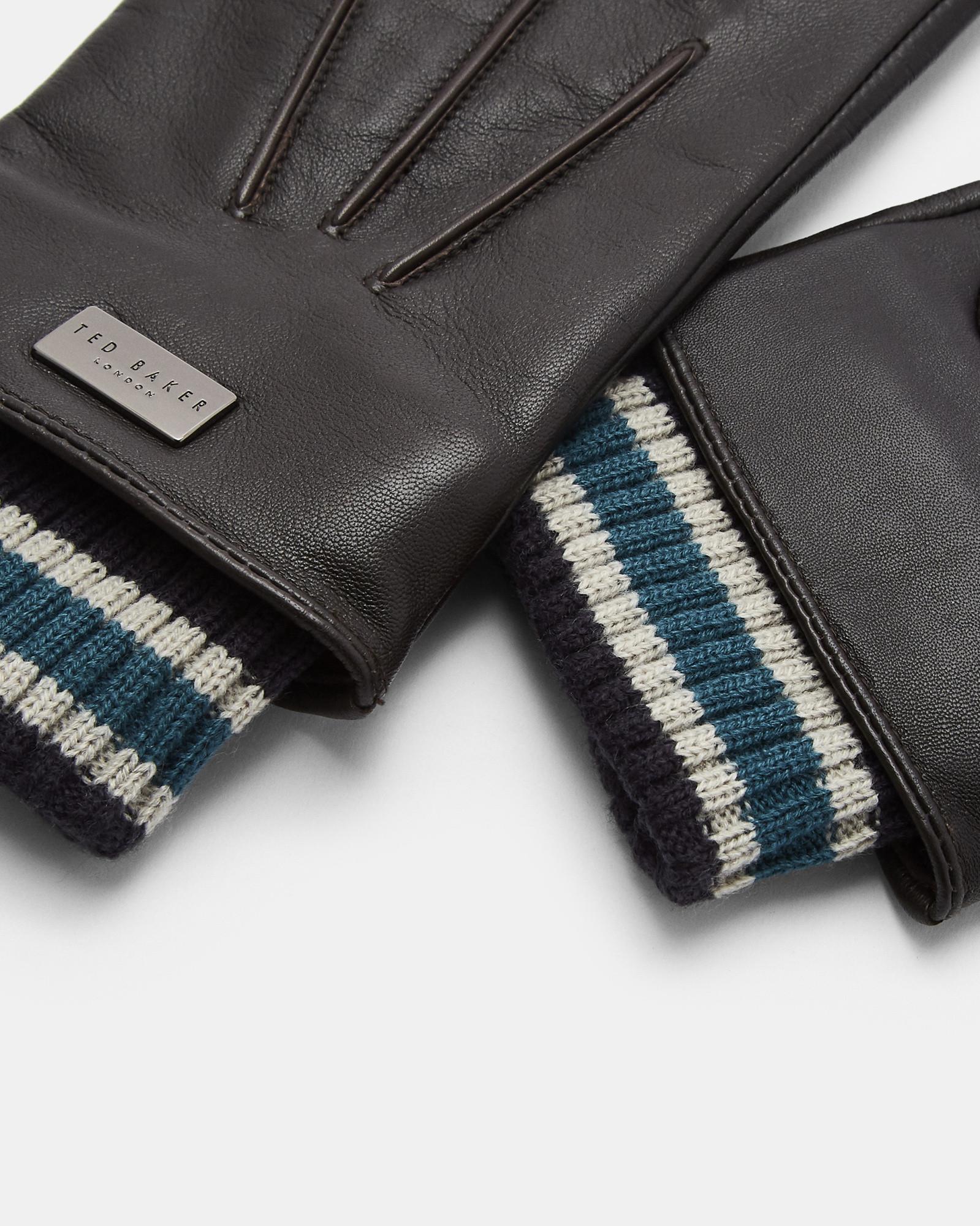 Lyst Ted Baker Ribbed Cuff Leather Gloves in Brown for Men