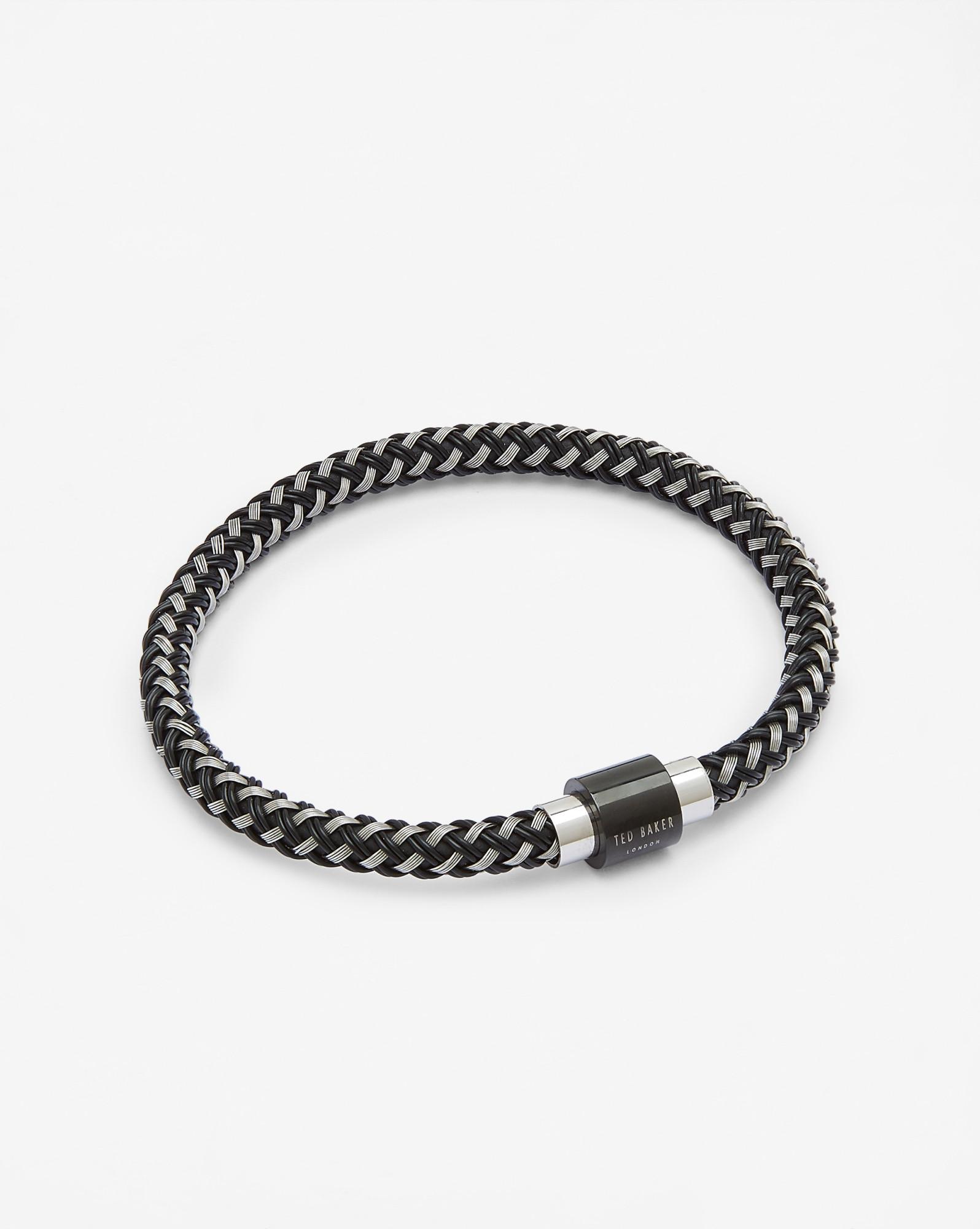 Ted baker Steel Bar Woven Bracelet in Black for Men | Lyst