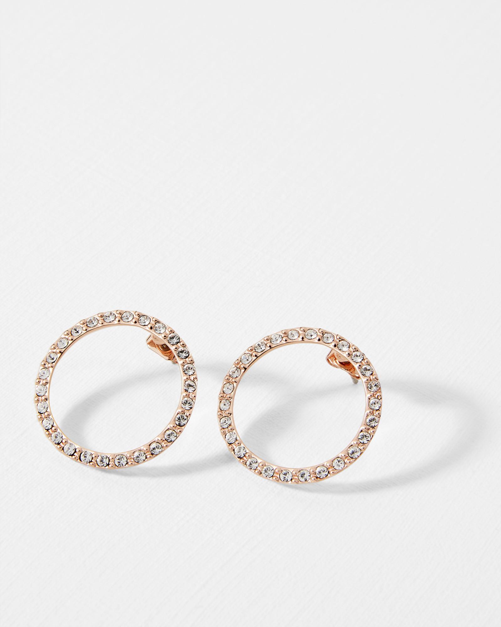 Women S Metallic Lunar Circle Swarovski Crystal Earrings Women S Metallic Lunar Circle Swarovski Crystal Earrings