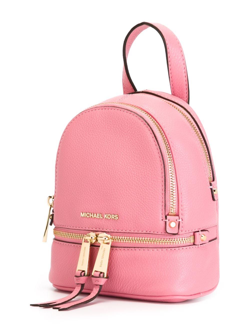 Lyst - Michael Michael Kors Rhea Zip Mini Leather Backpack in Pink