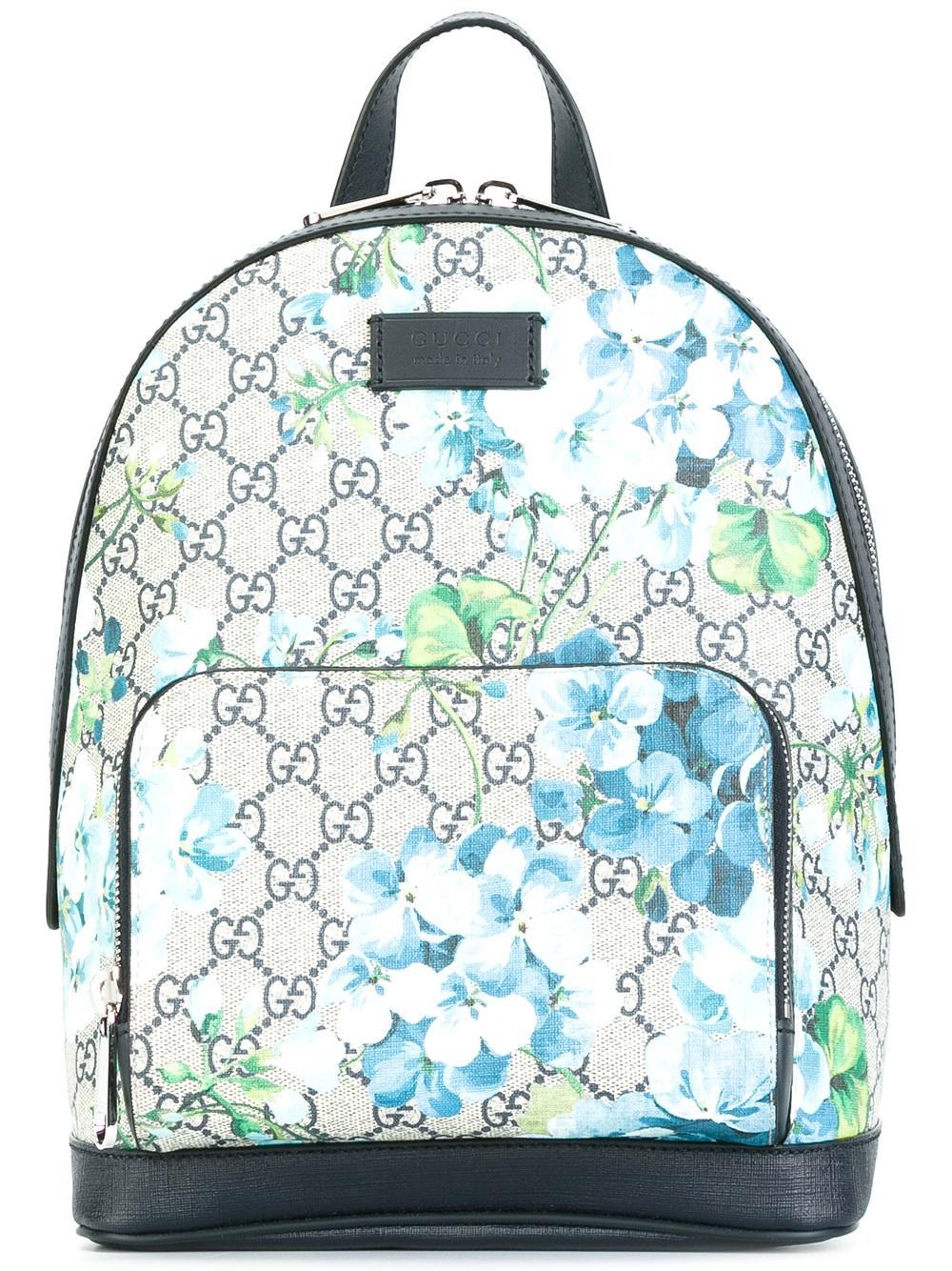 Lyst - Gucci Gg Blooms Supreme Small Backpack in Blue