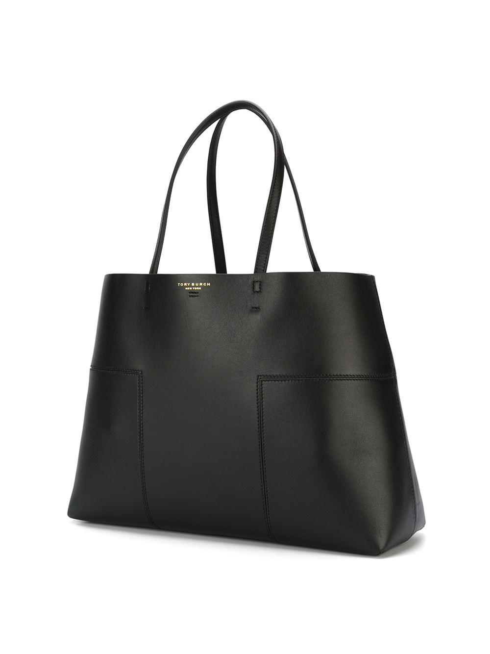 Tory burch Panelled Tote Bag in Black | Lyst