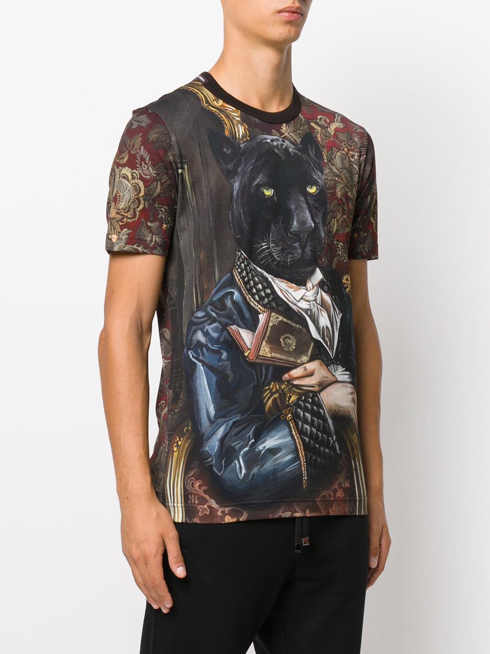 Dolce & Gabbana Cotton Panther Print T-shirt in Black for Men - Lyst