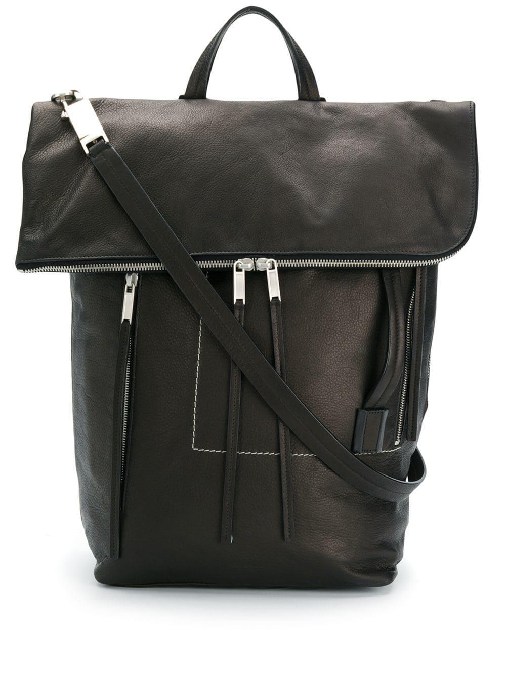 Rick Owens Medium Leather Backpack in Black for Men - Lyst