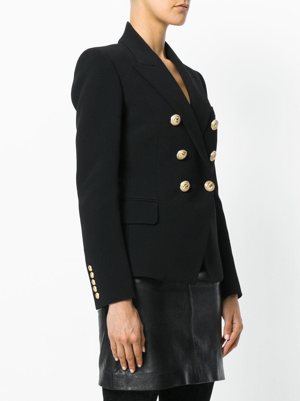 Lyst - Balmain Double-breasted Blazer With Gold Buttons in Black