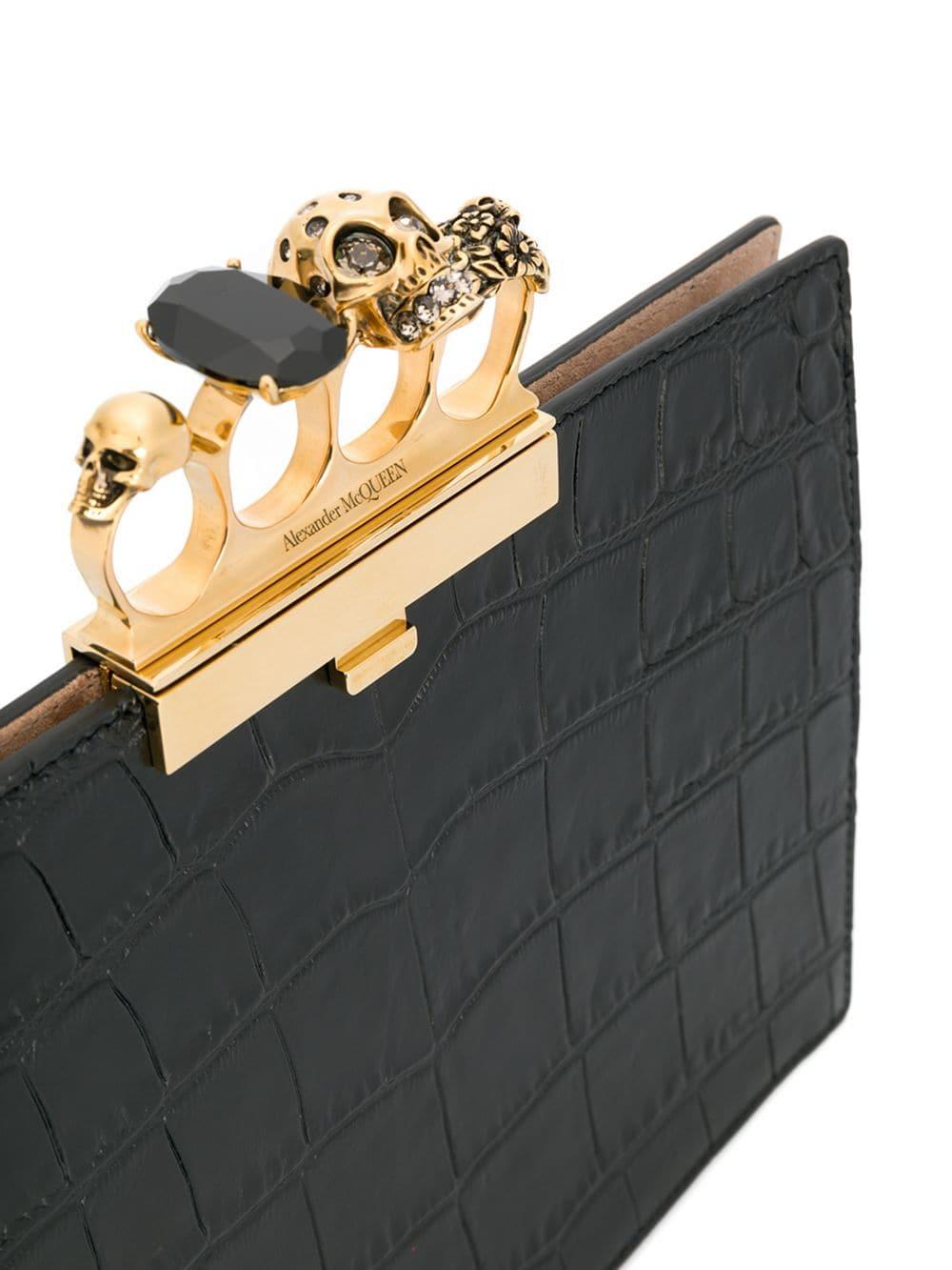 Alexander McQueen Leather Four Ring Clutch in Black Lyst