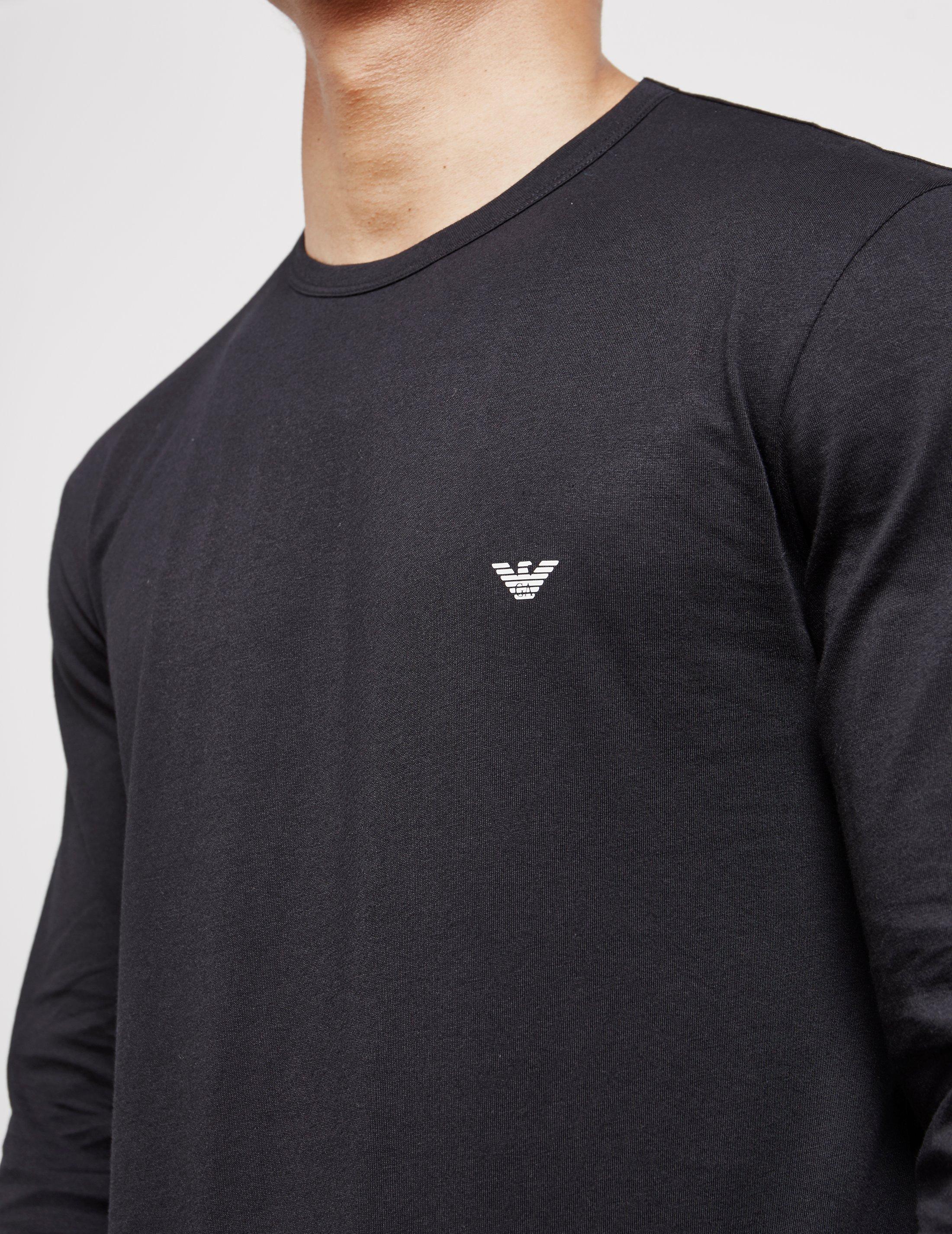 Emporio Armani Long Sleeve Crew T-shirt Black in Black for Men - Lyst