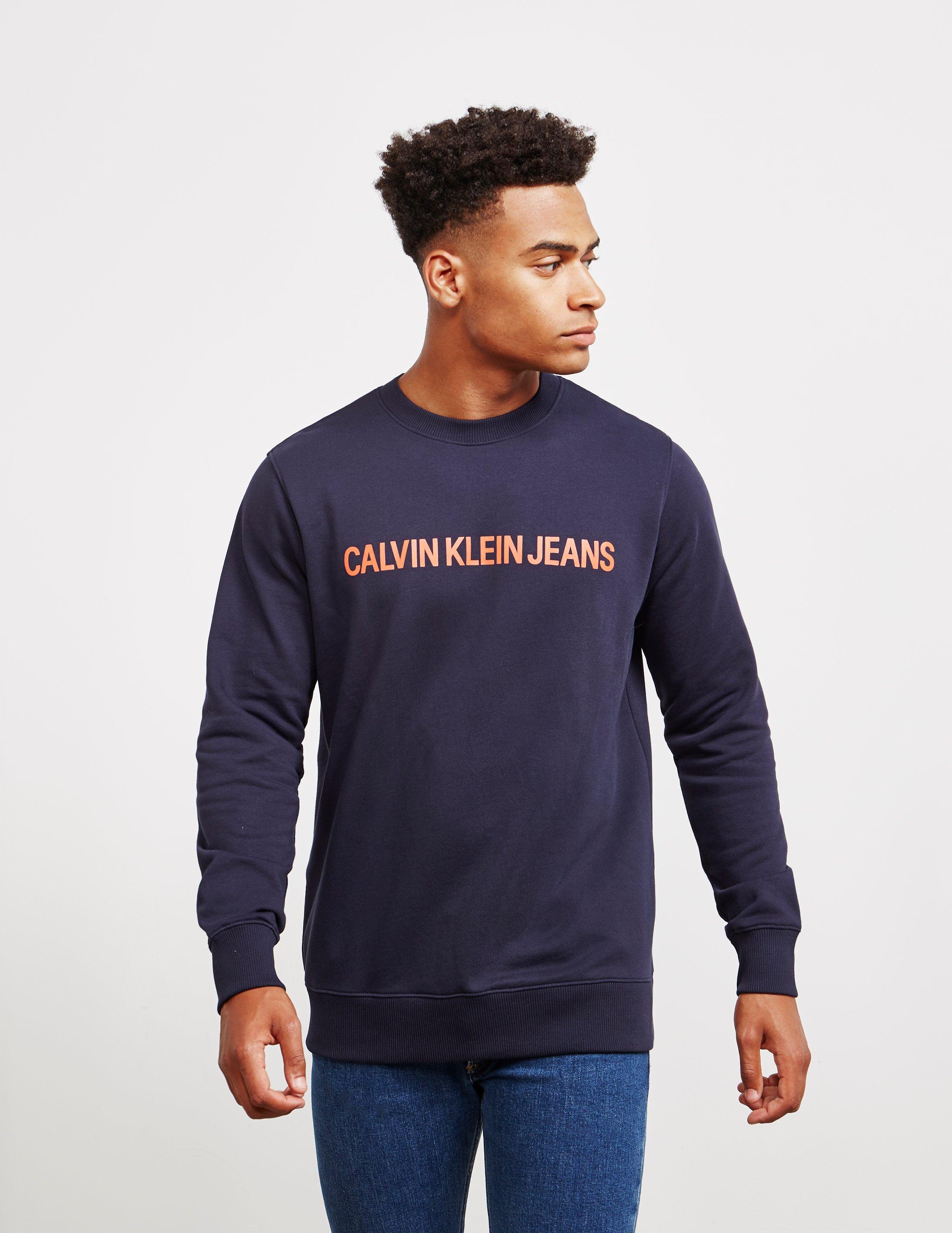 Lyst - Calvin Klein Mens Institutional Crew Sweatshirt Navy Blue in ...