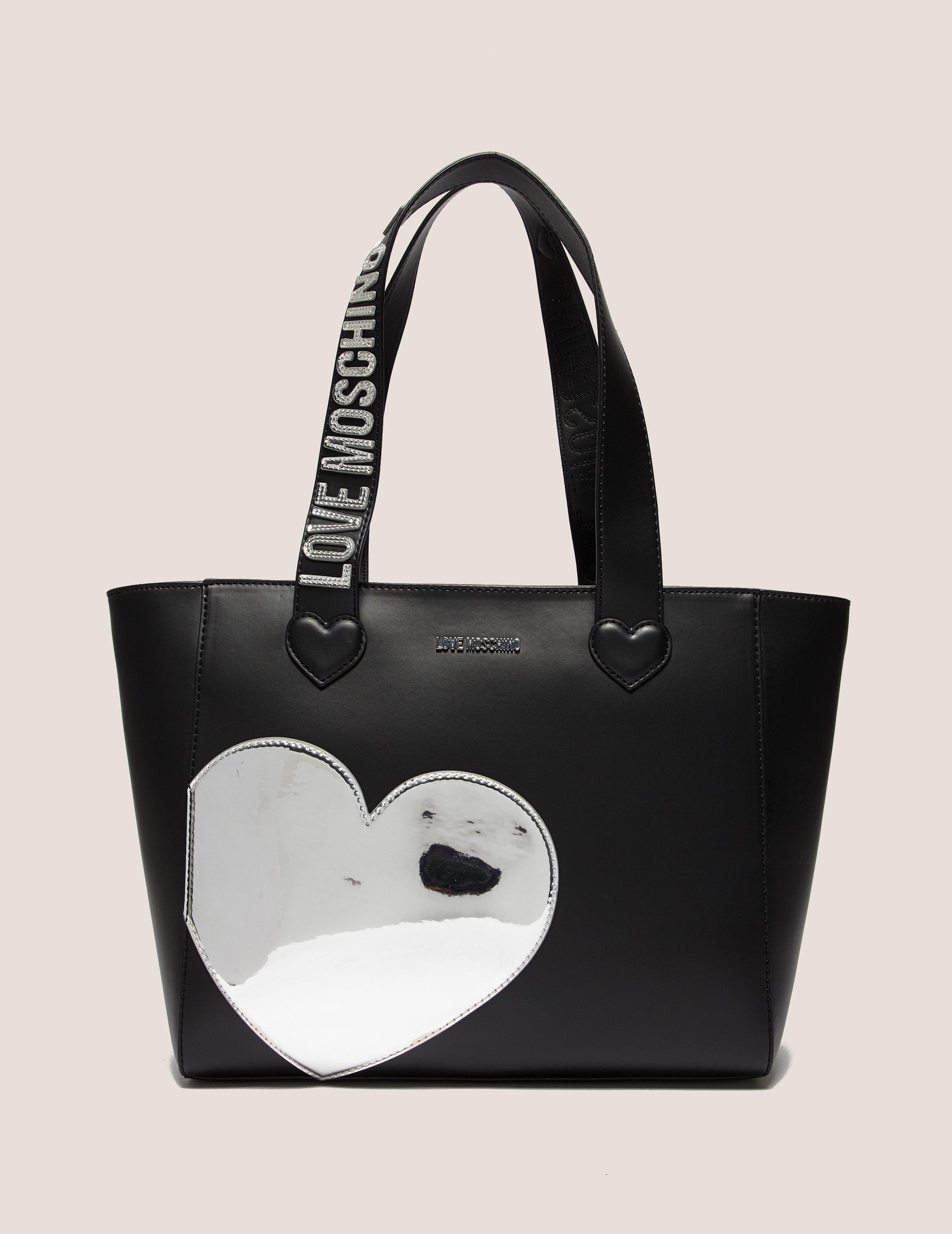 Love moschino Silver Heart Shopper Bag in Black Lyst