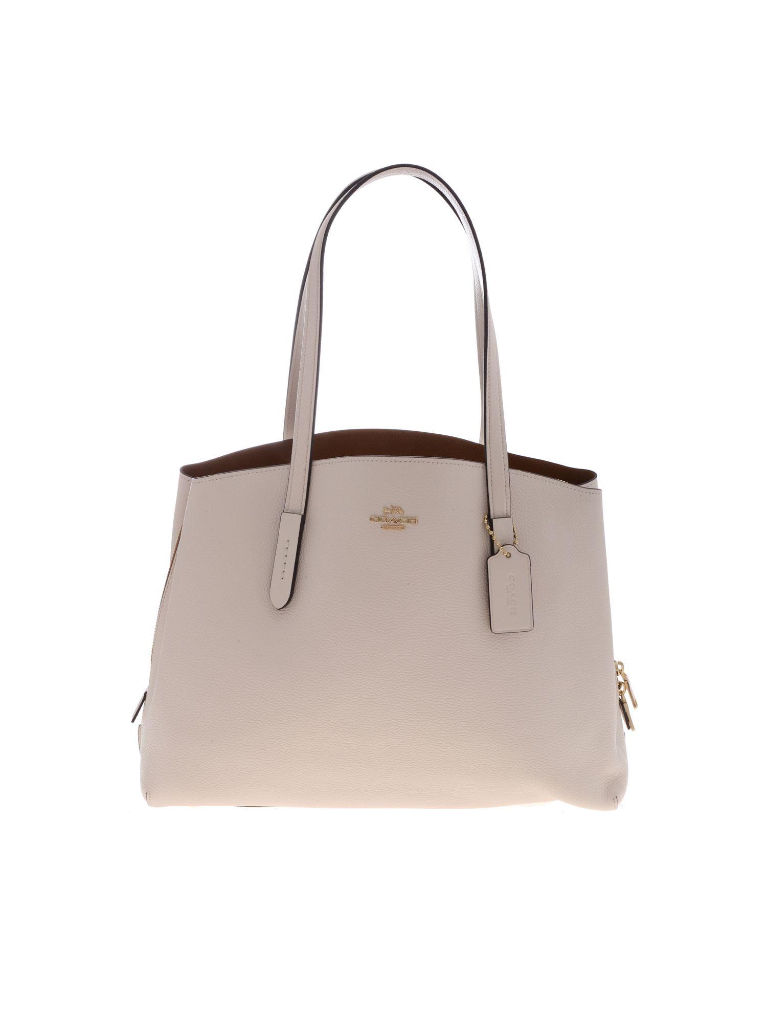 COACH Shoulder Bag In Cream Color Hammered Leather in Natural - Lyst
