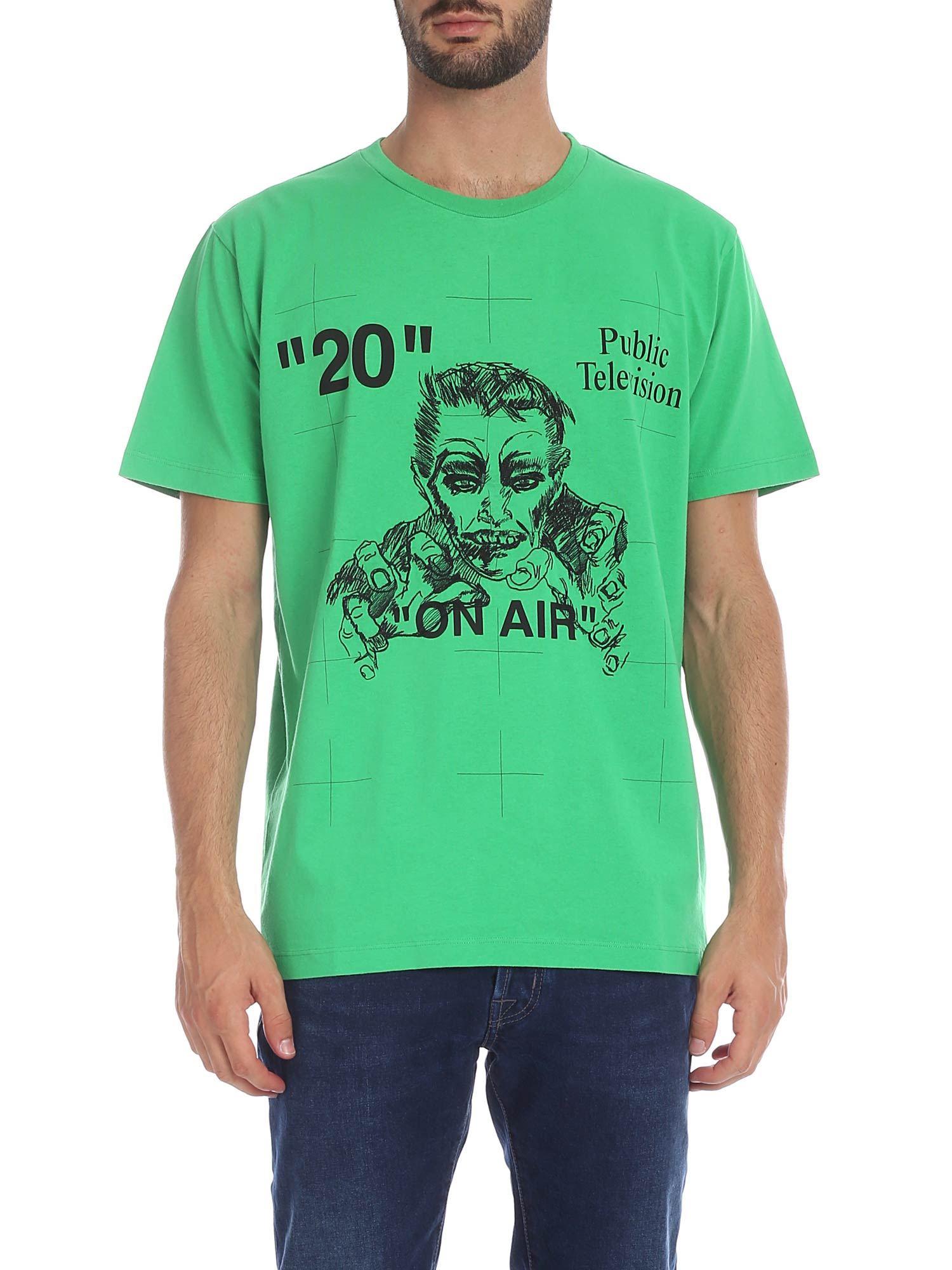 Off-White c/o Virgil Abloh Cotton Mirko Artist Crewneck T-shirt In Green in White for Men - Lyst