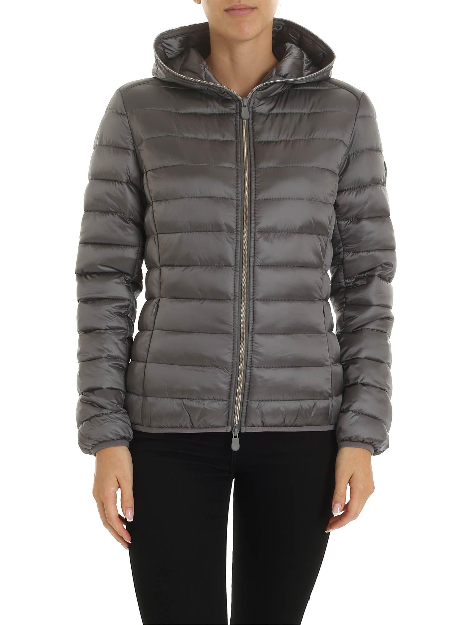 Save The Duck Synthetic Logo Patch Down Jacket In Gray - Lyst