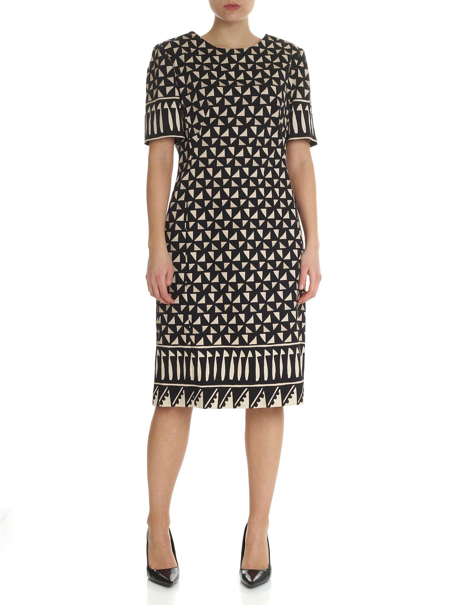 alberta ferretti black Black Dress With Geometric Pattern