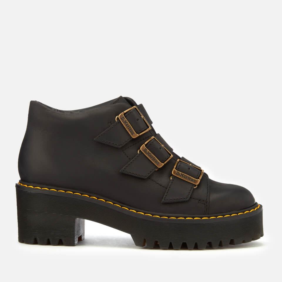Dr. Martens Coppola Leather Buckle Heeled Boots in Black - Lyst
