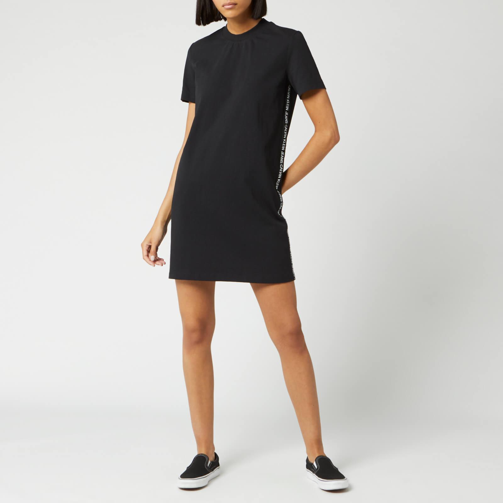 Calvin Klein Tape Logo T-shirt Dress in Black - Lyst