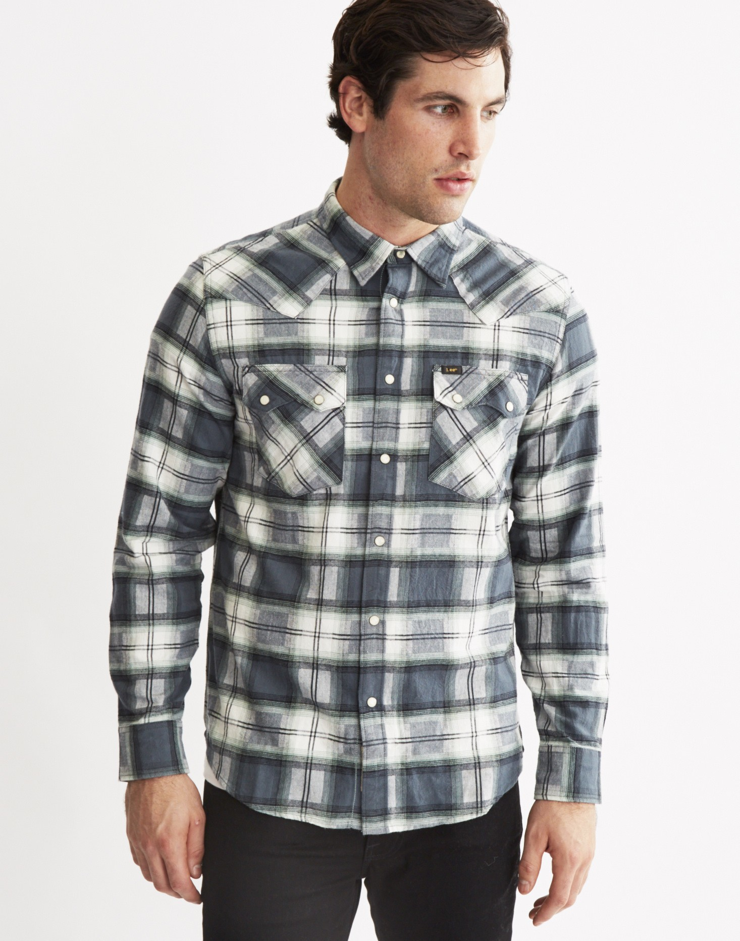 Lee jeans Rider Shirt In Brushed Twill Check in Blue for Men | Lyst